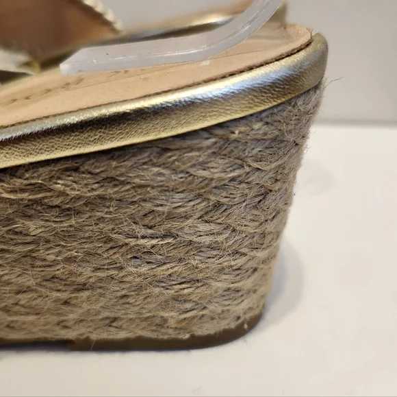Jack Rogers “Jacks” Navajo Gold Leather Raffia Wedge Sandals Sz.8.5  Ret.$148 - Picture 7 of 9